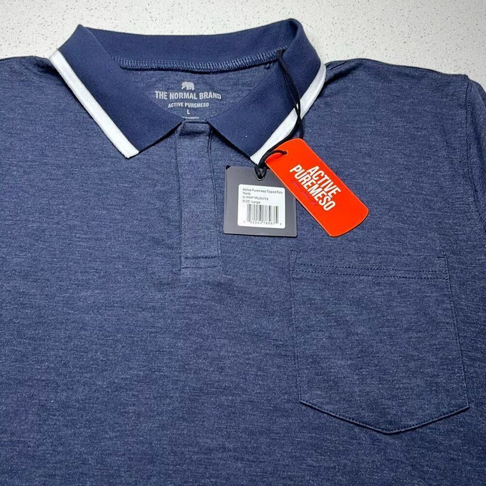 NWT The Normal Brand Puremeso Tipped Performance Polo Mens Large